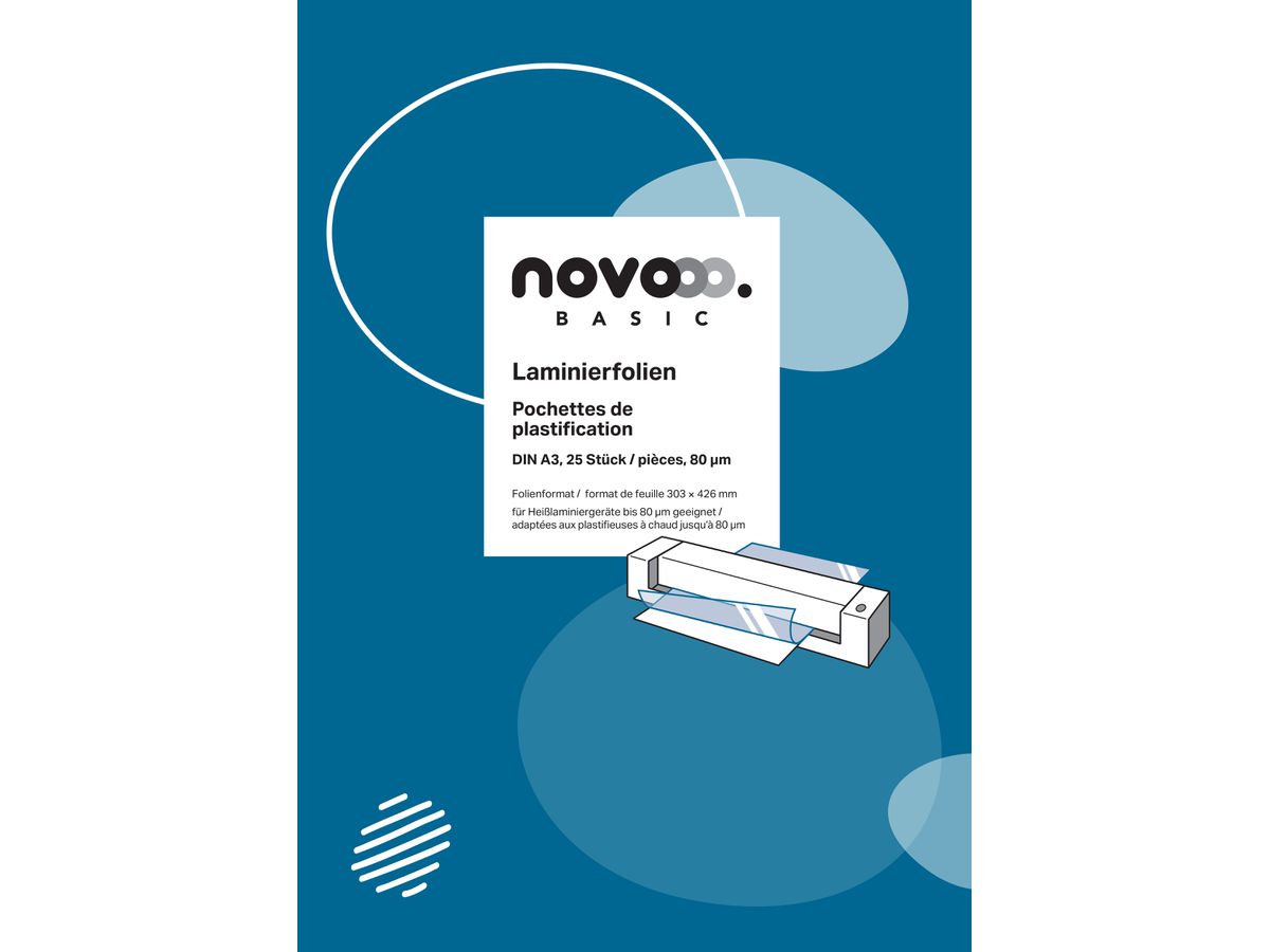 NOVOOO Laminierfolie A3 47090000 glanz, 80my 25 Stück (9010729047935)