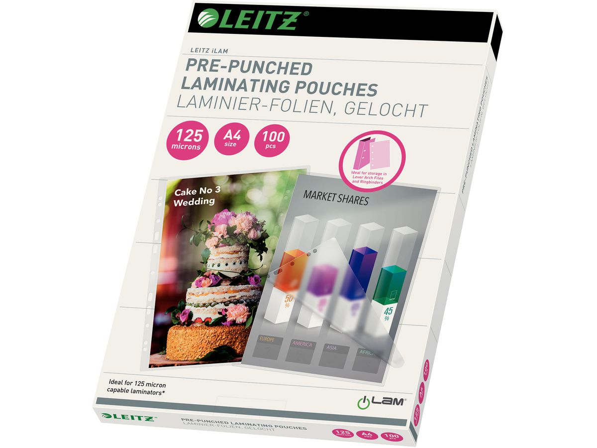 LEITZ Laminiertasche A4 33878 glanz, 125my 100 Stk (5411313338783)