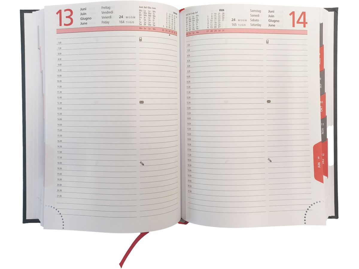 BIELLA Agenda Registra plus 2026 809310020026U 1G/1P nero ML 14.5x20.5cm (7611365524419)