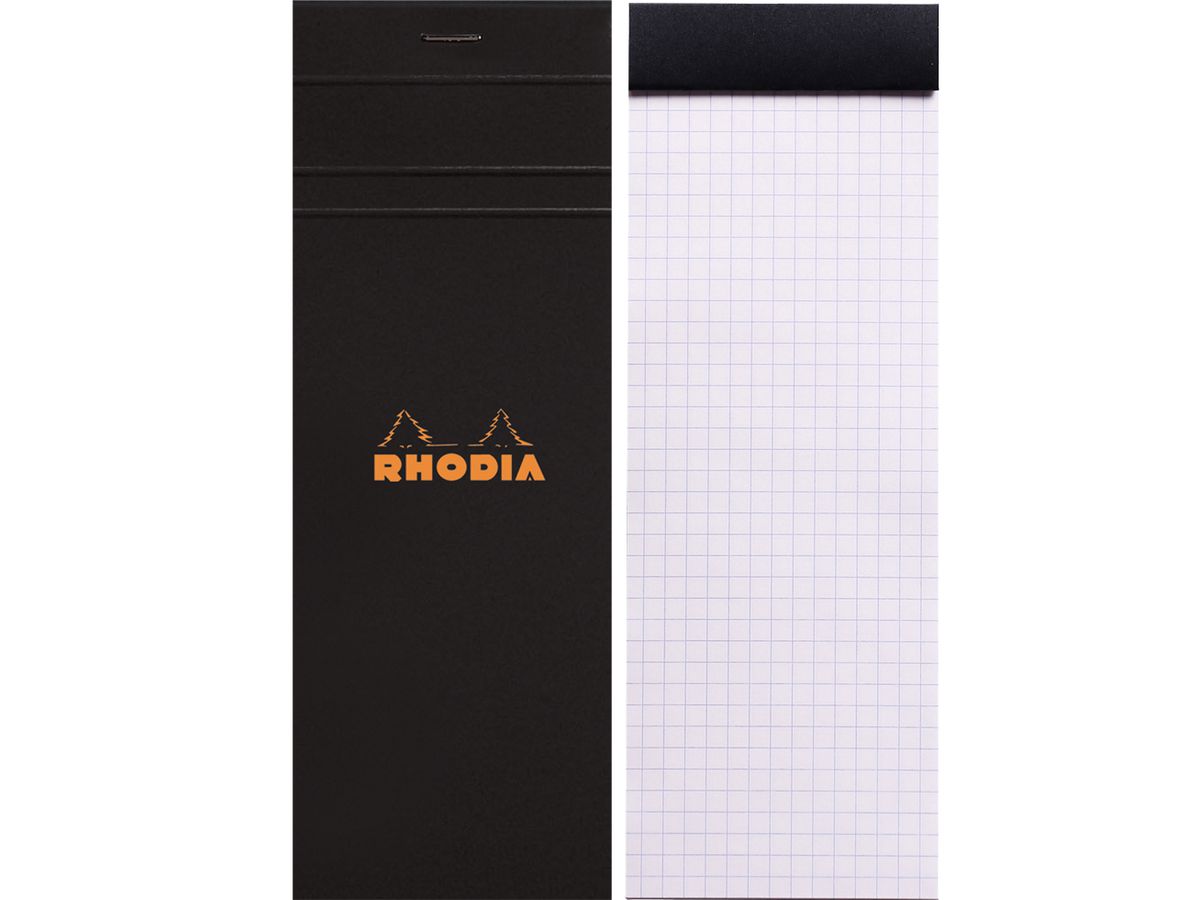 RHODIA Notizblock schwarz 74x210mm 82009C kariert 80 Blatt (3037920820095)