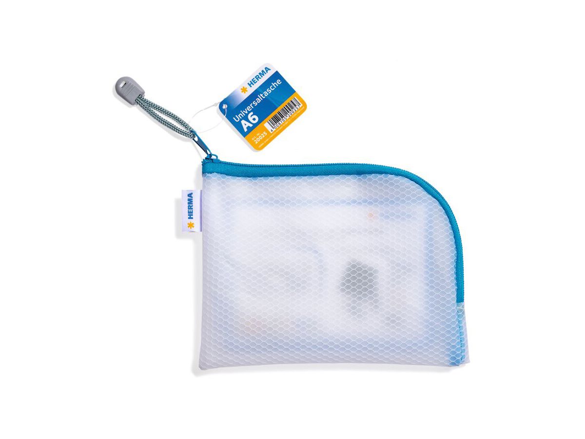 HERMA Tasca documenti con zip A6 20025 blu, 19x14cm (4008705200257)