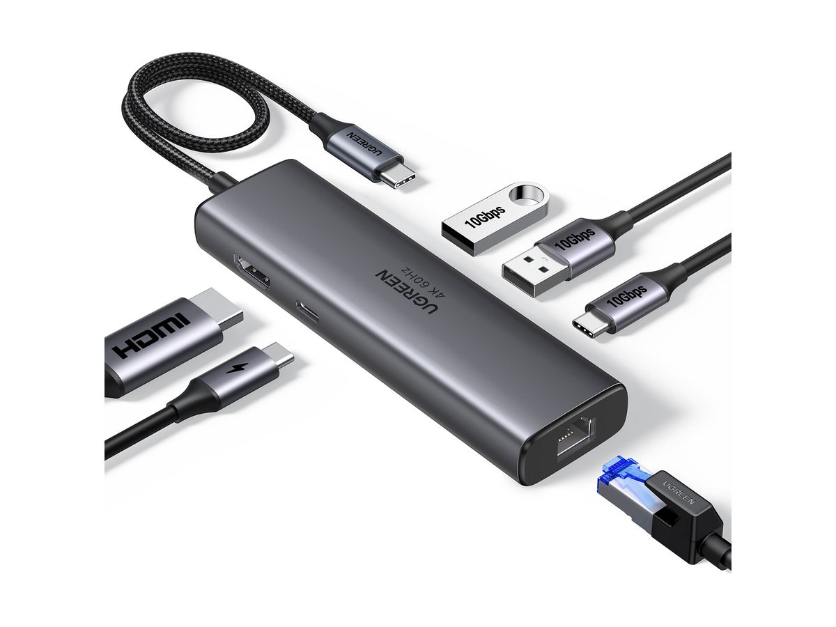 UGREEN HUB 6-in-1 USB-C 100W 45000 (6941876240005)