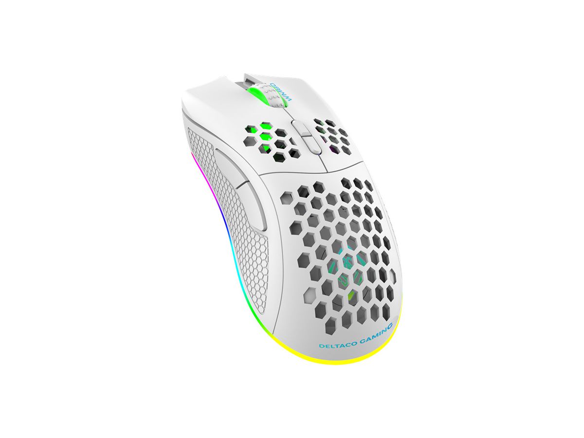 DELTACO Lightweight Gaming Mouse,RGB GAM-120-W Wireless, White, WM80 (7333048050618)