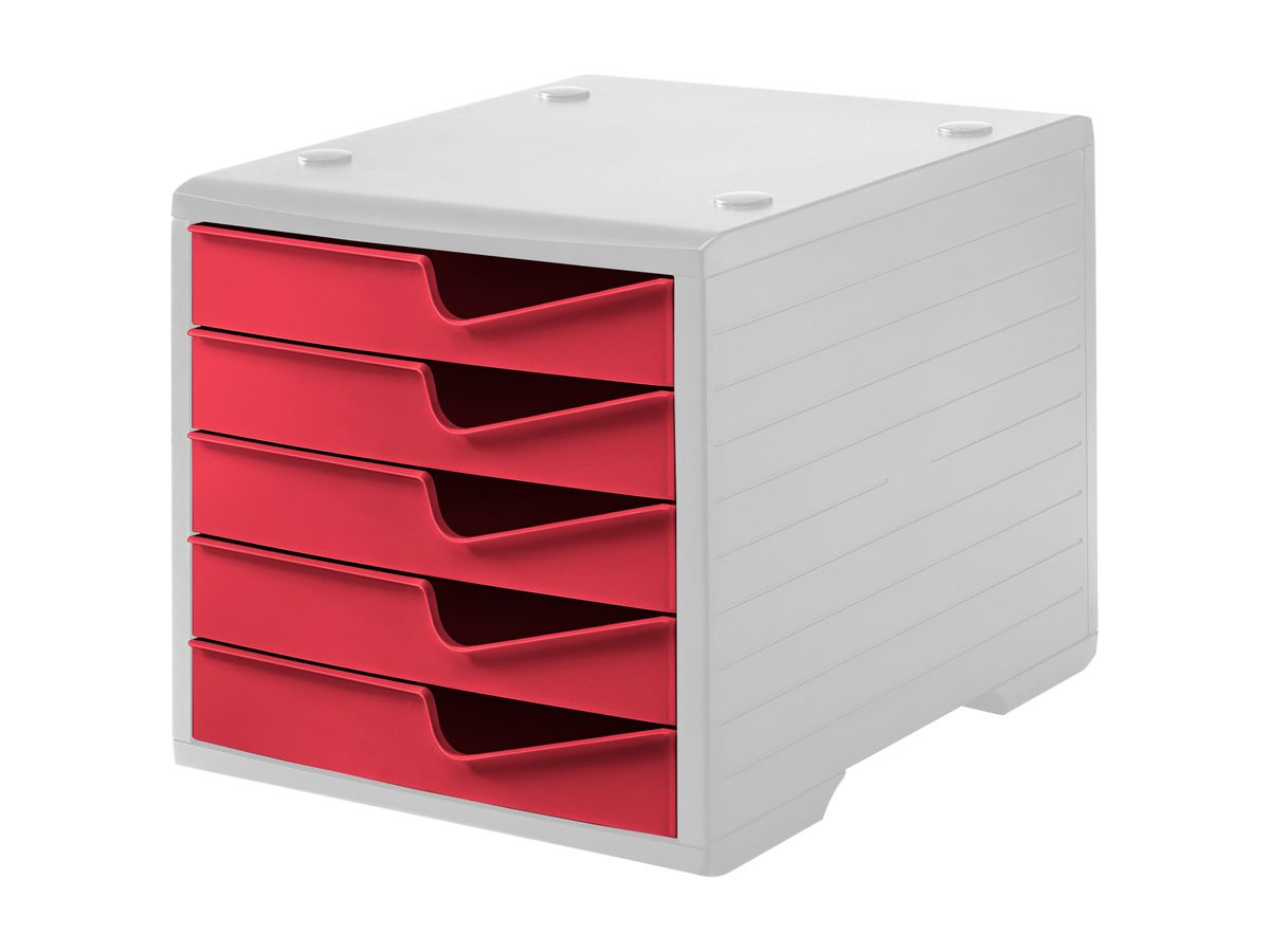 STYRO Styroswingbox 275-8430.228 grau/cranberry 5 Schubladen (7612176088862)
