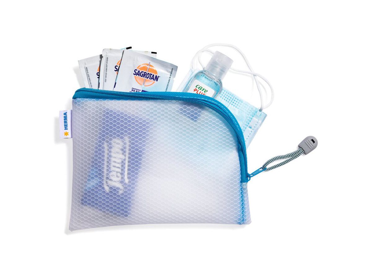 HERMA Tasca documenti con zip A6 20025 blu, 19x14cm (4008705200257)