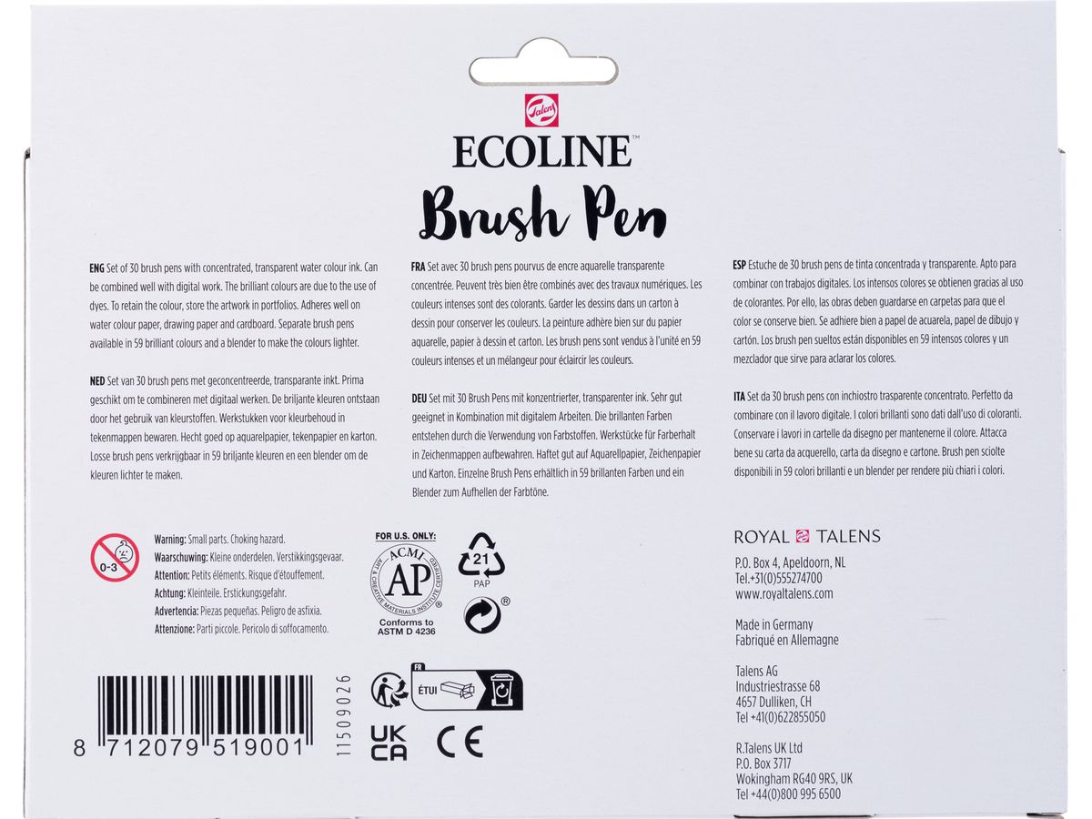 TALENS Ecoline Brush Pen Set 11509006 ass. Additional 30 pcs. (8712079519001)