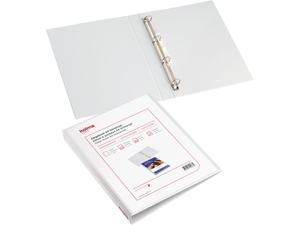 KOLMA Livré prés. Vario Universal A4 01.201.16 blanc, 4-anneaux 20mm (7611967010334)