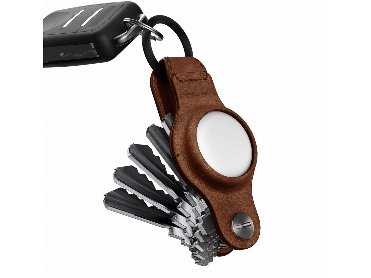 KEYSMART Air Genuine Leather Compact KS040-BRN-LEA Key Holder for AirTag, Brown (0810024053957)