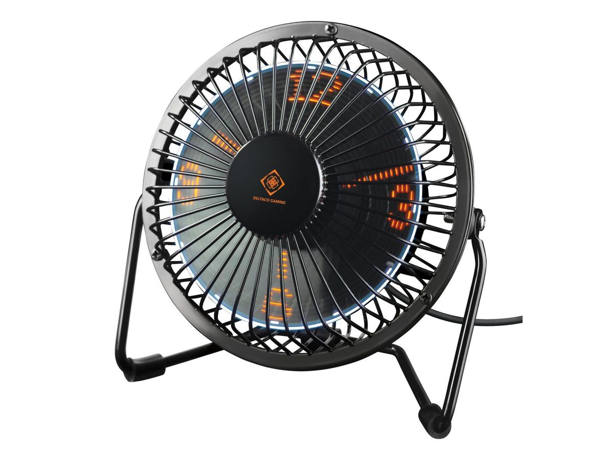DELTACO USB LED Table Fan watch GAM-054 Black (7333048037459)