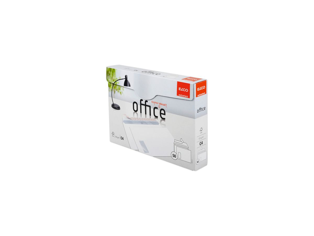 ELCO Enveloppe Office a/fenêtre C4 74523.12 120g, blanc 50 pcs. (7610425415209)