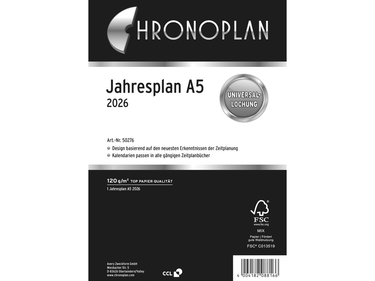 CHRONOPLAN Plan annuel 2026 50276Z.26 6M/1P A5 (4004182088166)