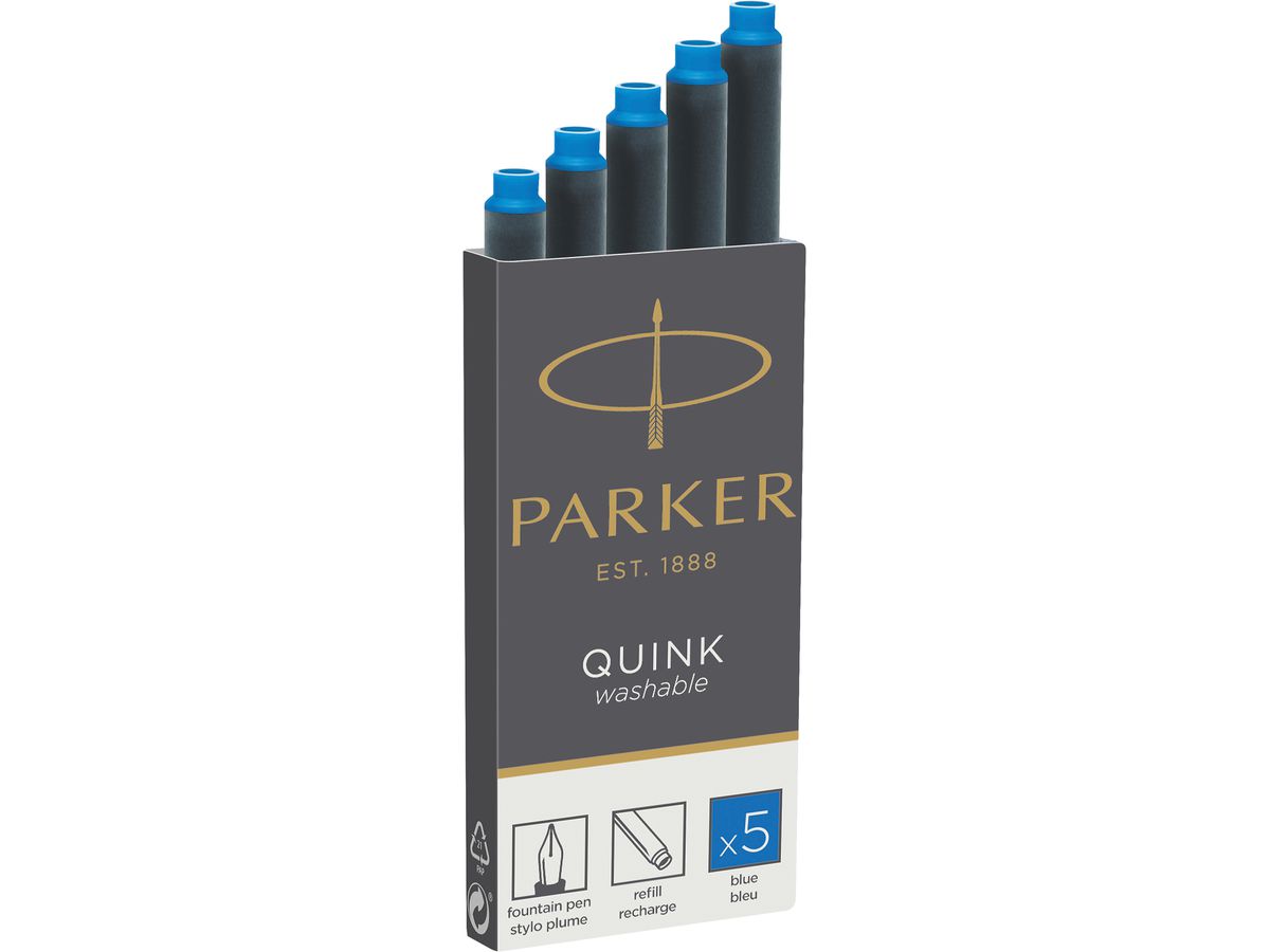 PARKER Tintenpatrone Quink Z 44 1950383 königsblau, abwaschbar 5 Stück (3501179503837)