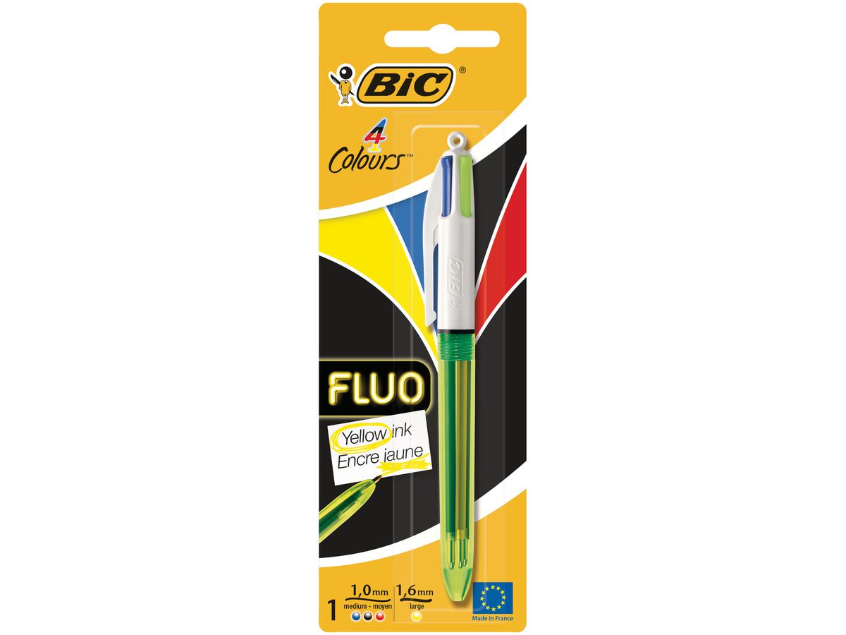 BIC Kugelschreiber Fluo 933949 4 Colours Blister (3086123415270)