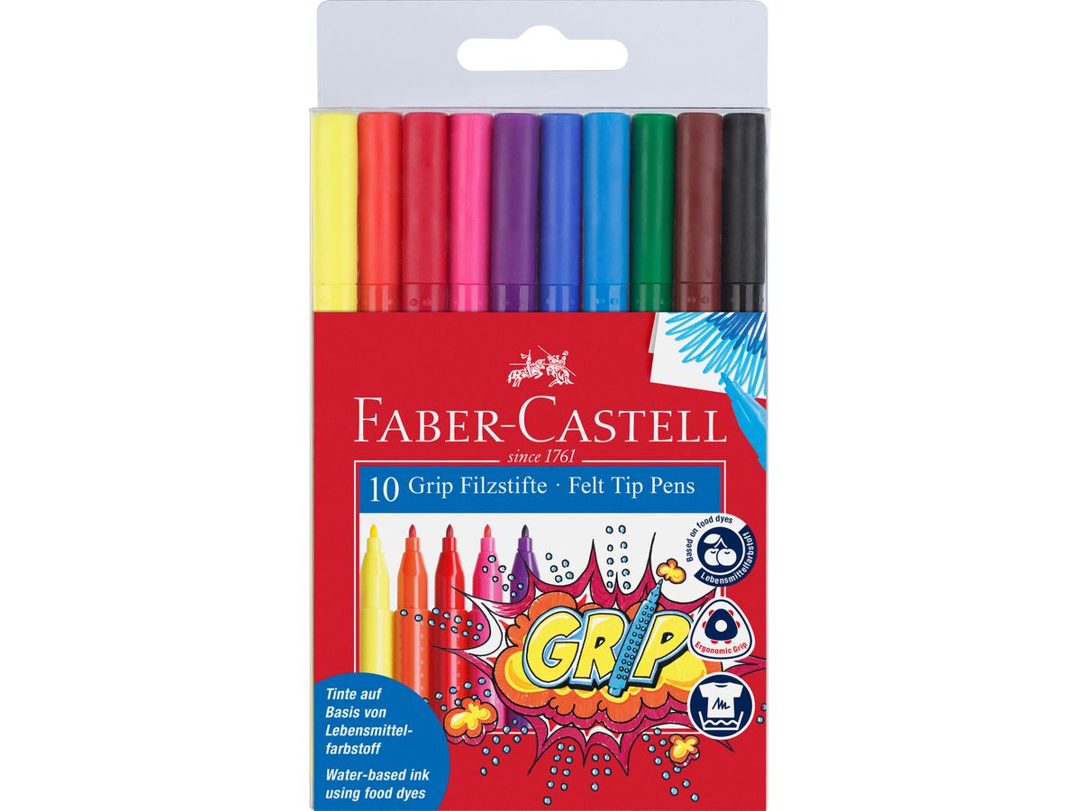 FABER-CASTELL Grip Colours 155310 10 colori, astuccio (4005401553106)
