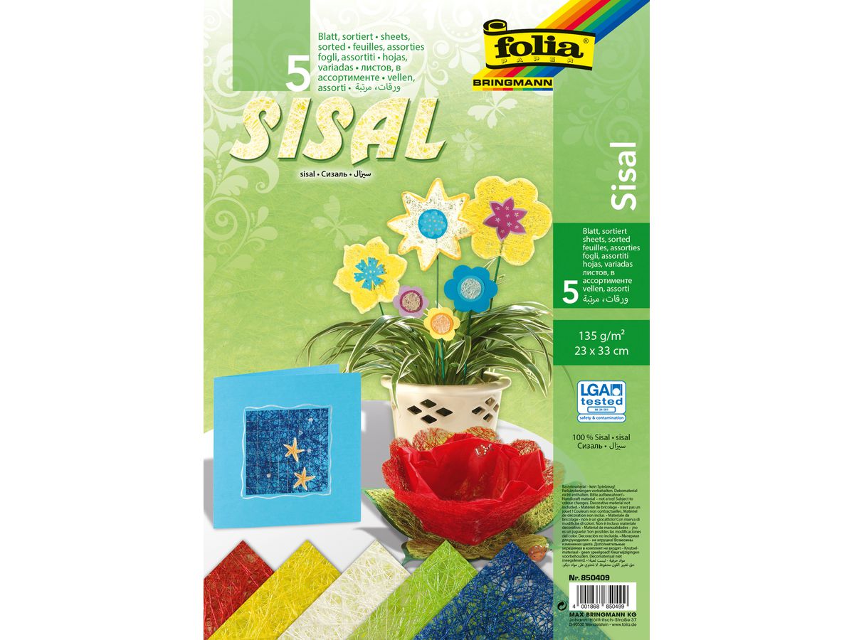 FOLIA Sisal 135g 850409 23x33cm 5 Blatt (4001868850499)