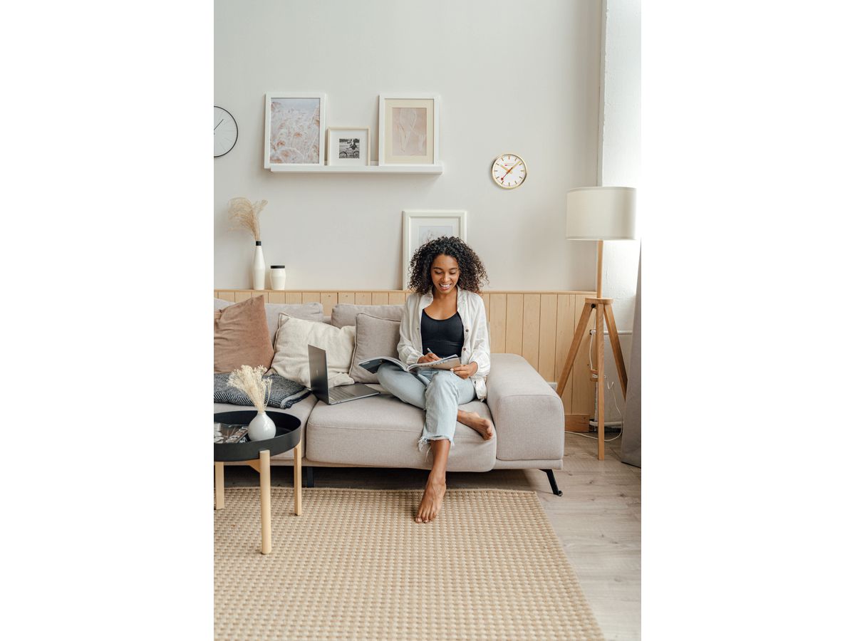 MONDAINE Wanduhr 250mm A990.18SBG weiss/gold (7611382602381)