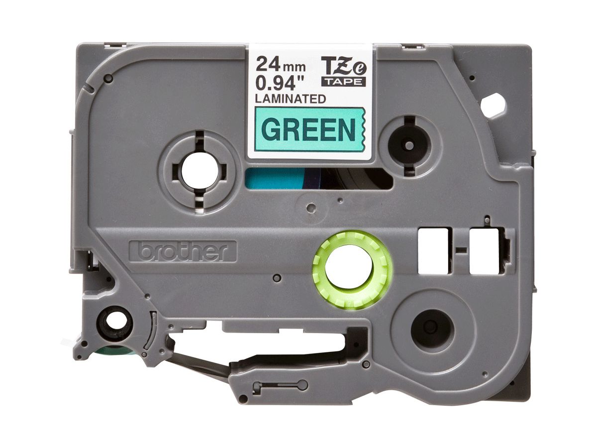 PTOUCH Band, laminiert schwarz/grün TZe-751 PT-2450DX 24 mm (4977766692434)