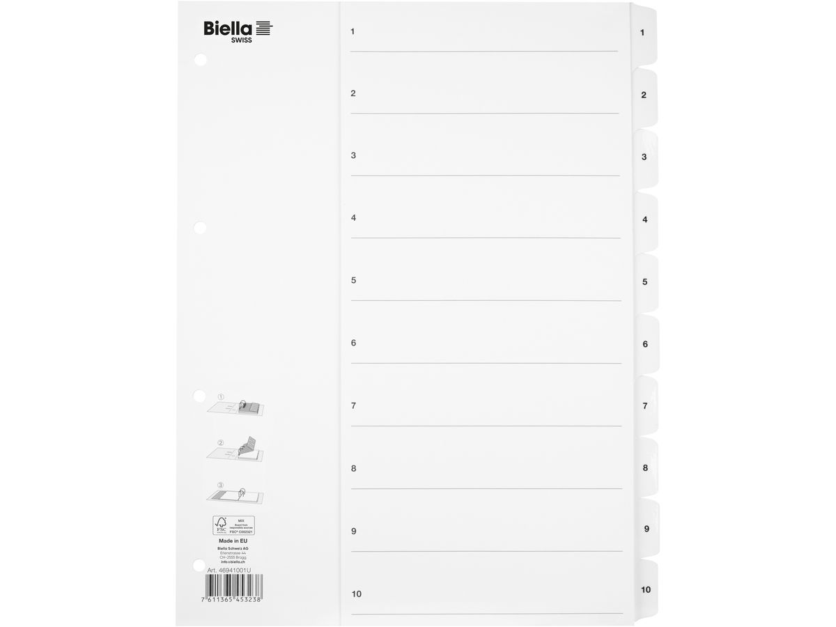 BIELLA Kartonregister SmartIndex A4 46941001U weiss 1-10 (7611365453238)