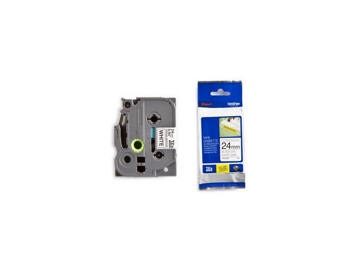 PTOUCH Ruban, strong/adh. noir/blanc TZe-S251 PT-300 24 mm (4977766692670)