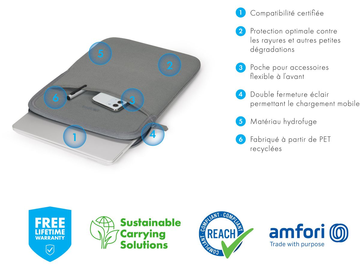 DICOTA Sleeve Eco SLIM M D31997-DFS Microsoft Surface Laptop Grey (7640239420526)