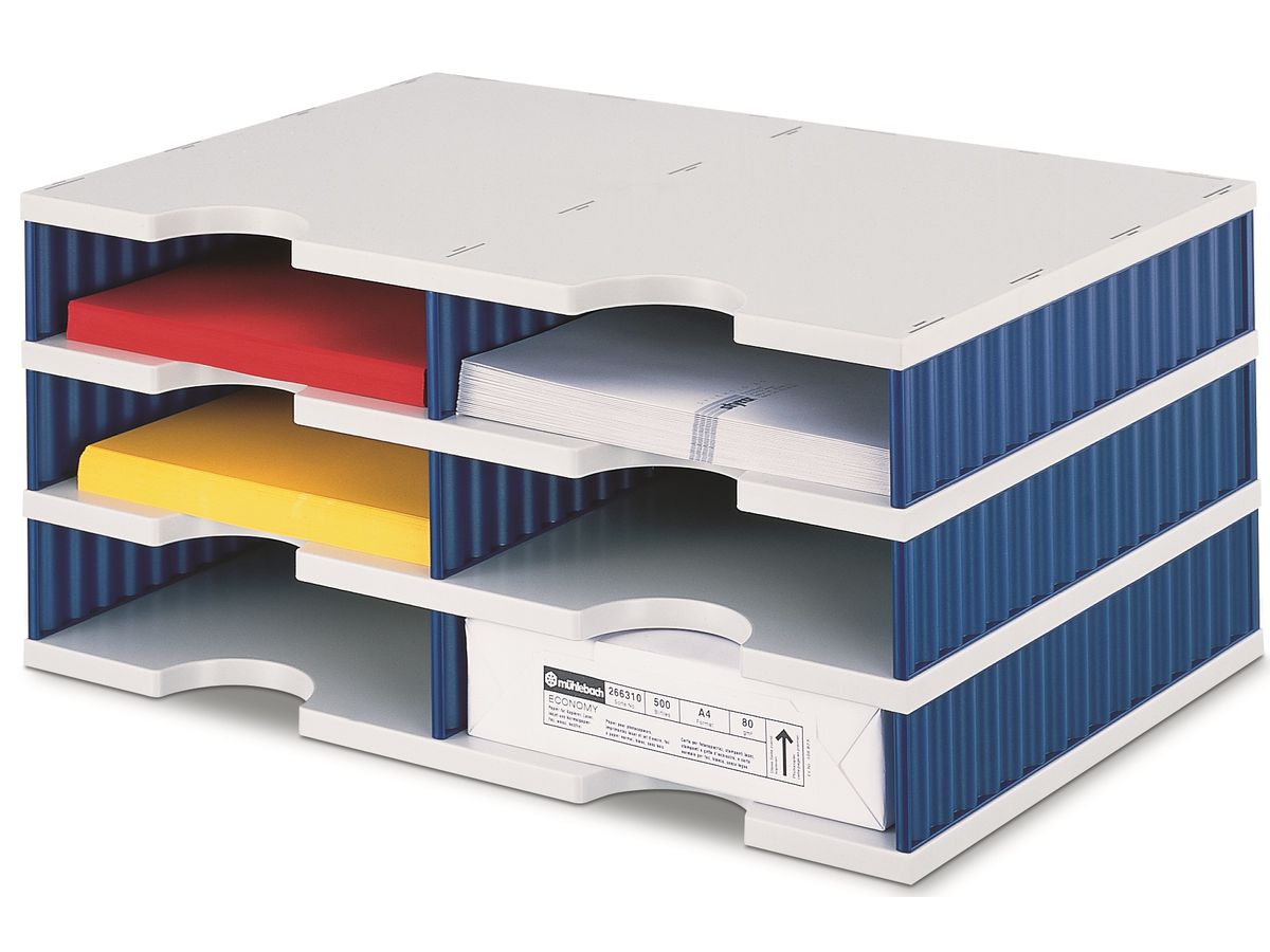 STYRO Système class. styrodoc duo 268-02031.38 gris/bleu 6 compartiments (7612176106580)