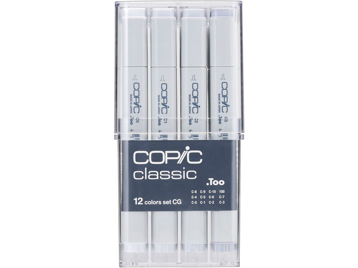 COPIC Marker Classic 20075151 grey-Set CG, 12 pcs. (4511338063347)