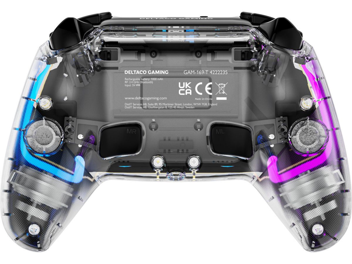 DELTACO Wireless Controller PS4 GAM-139-T Transparent (7333048060839)