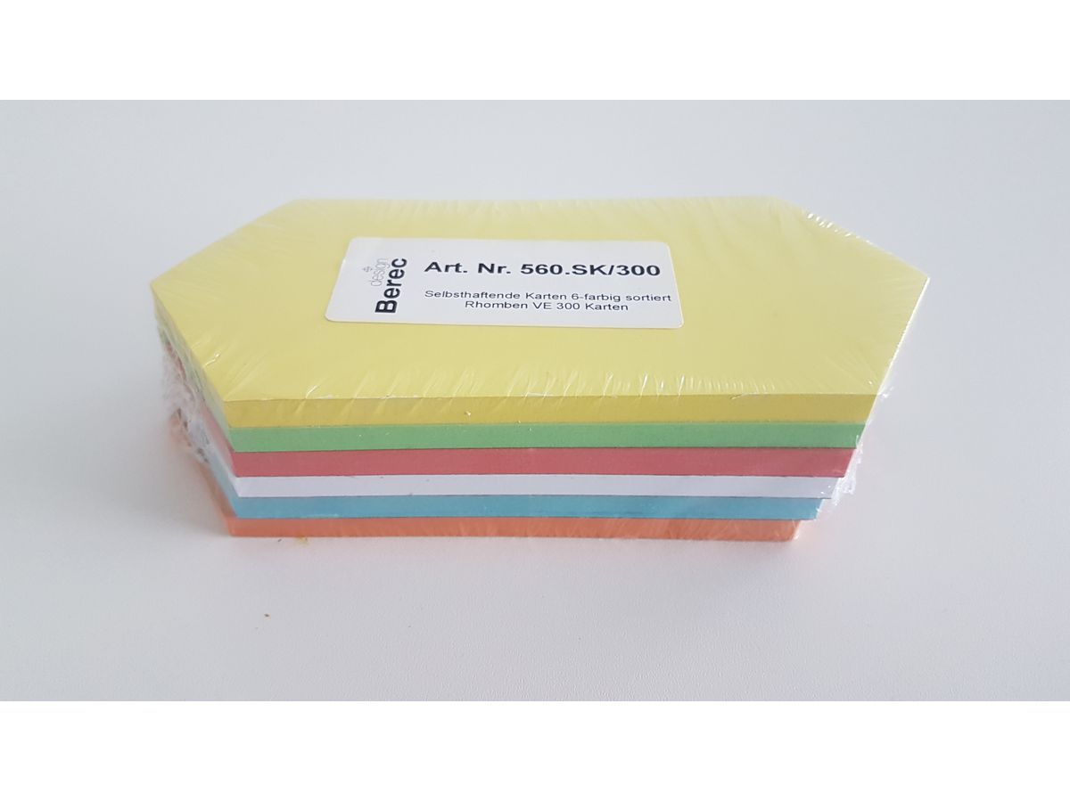 BEREC Karten 6-farbig ass. 560.SK300 Rhomben 200x95mm 300 Stk. (7640106624323)