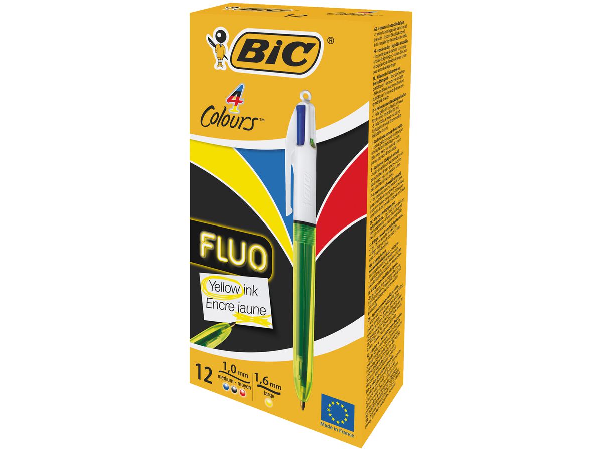BIC Penna sfera Fluo 982868 4 colours Box, 12 pezzi (3086123415263)