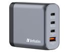 VERBATIM Charger 140W GaN grey 32203 3xUSB-C 1xUSB-A +Adapter UK/US (0023942322030)