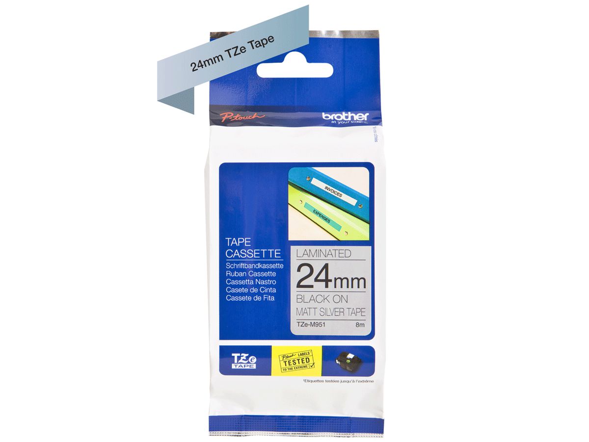 PTOUCH Flexit.lam. nero/opaco-argento TZe-M951 per PT-550 24 mm (4977766692588)
