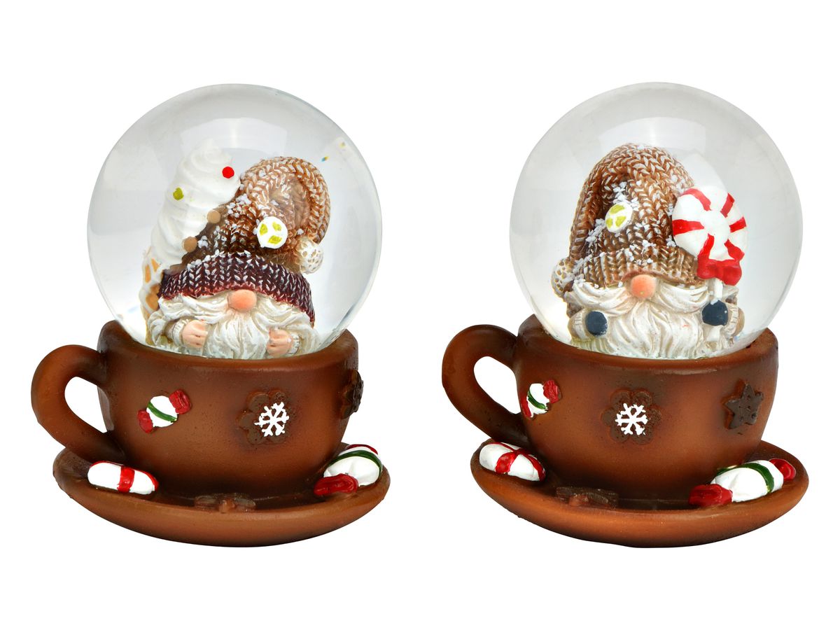ROOST Boule de neige lutin 5x6x5cm 10043699 en verre, brun assortis (4007698584528)
