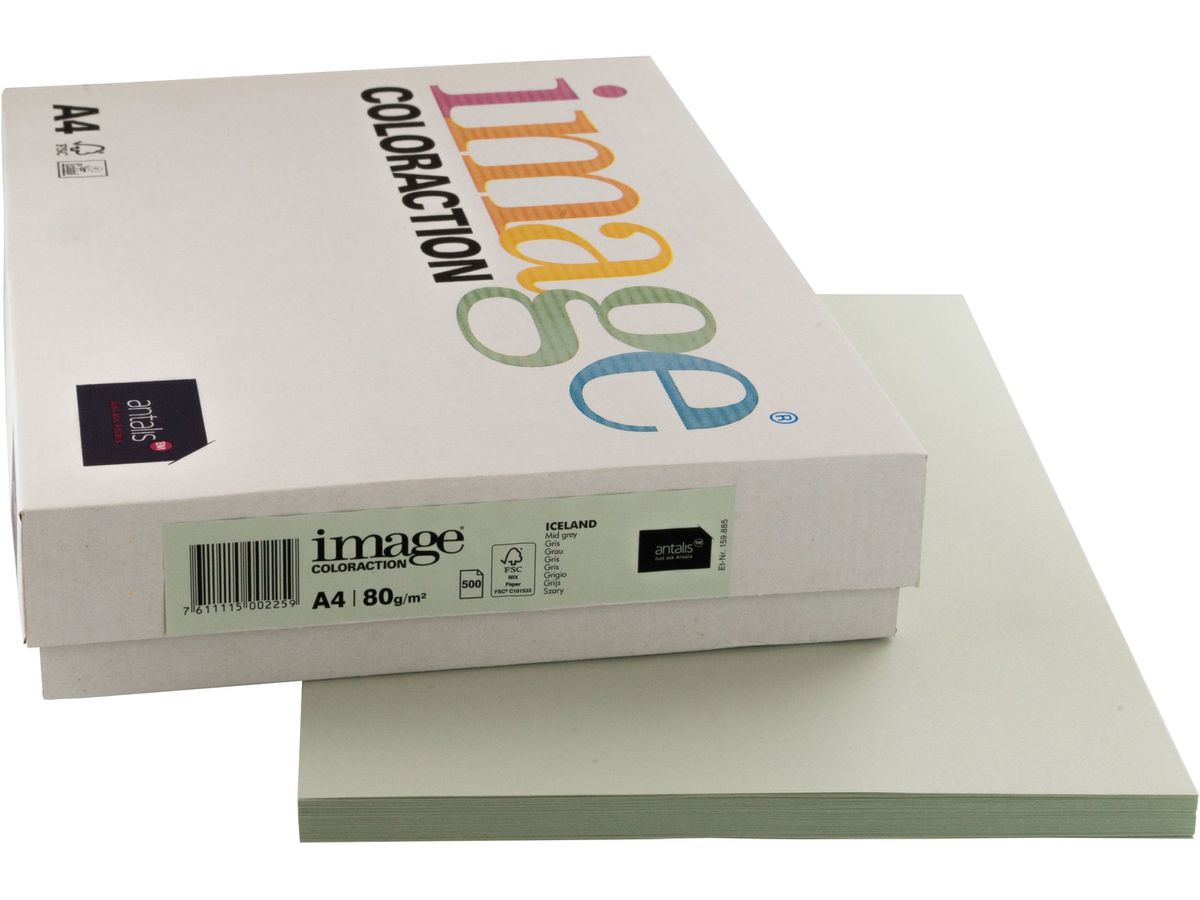 IMAGE COLORACTION Papier à copier Iceland A4 291271 80g, gris 500 feuilles (7611115002259)