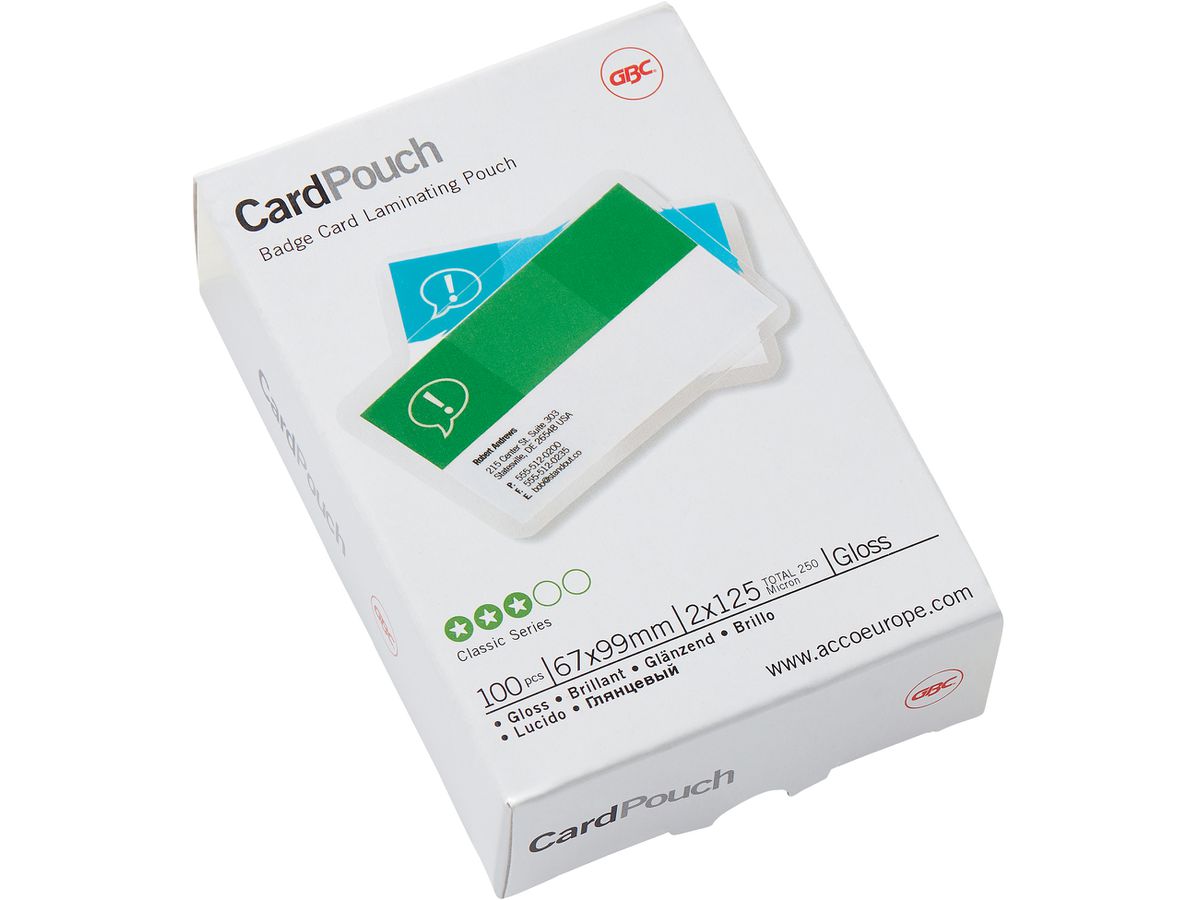 GBC Laminiertasche 60x99mm 3743177 glanz, 125my 100 Stk (0033816034891)