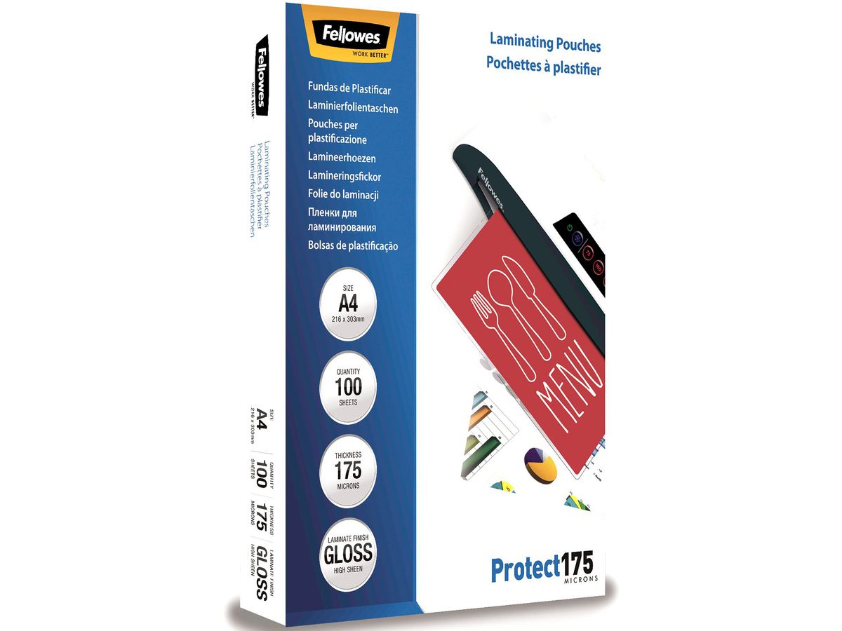 FELLOWES Pelicole per laminazione A4 5308703 lucido, 175my 100 pezzi (0077511530876)