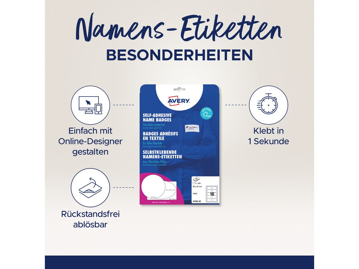 AVERY ZWECKFORM Etichette IJ 80x50mm J478520 bianco 20 fogli/200 pezzi (4004182063538)