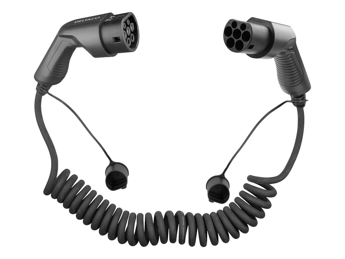DELTACO e-Charge,cable type 2-type 2 EV-3215-S 3 phase,16A,Spiral,3M/5M,Bl. (7333048057693)