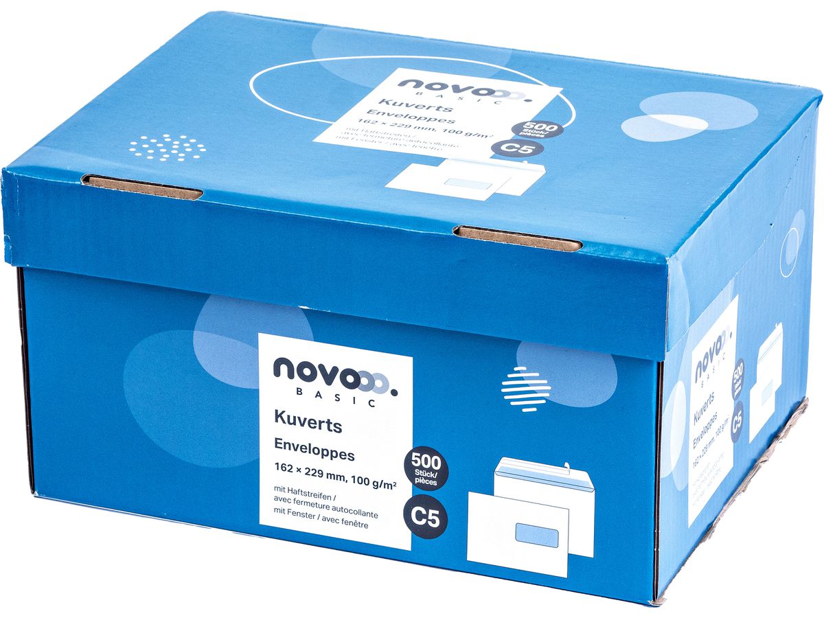 NOVOOO Busta c/finestra diritto C5 731520 100g, bianco 500 pezzi (9010729101934)