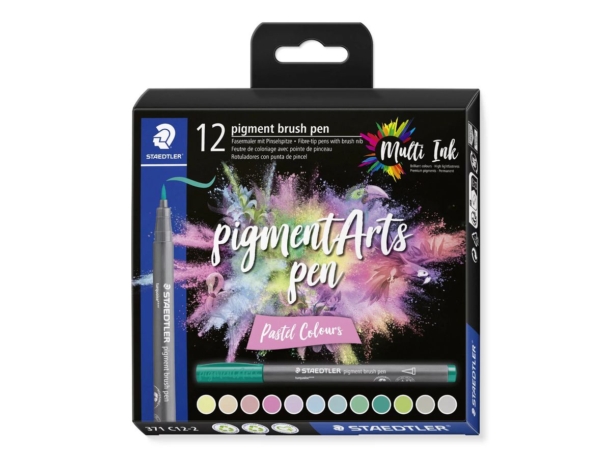 STAEDTLER Fasermaler mit Pinselspitze 371 C12-2 pigment pen 376 12er Set (4007817097021)