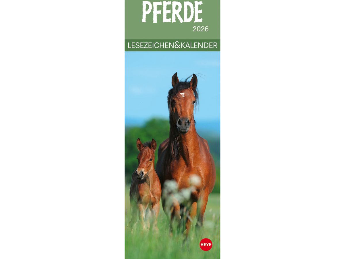 HEYE Lesezeichen-Kal. Pferde 2026 21475+26 DE 6x18cm (9783756410378)