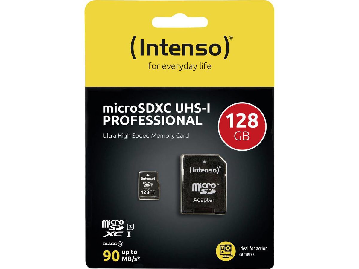 INTENSO Micro SDXC Card PRO 128GB 3433491 with adapter, UHS-I (4034303030095)