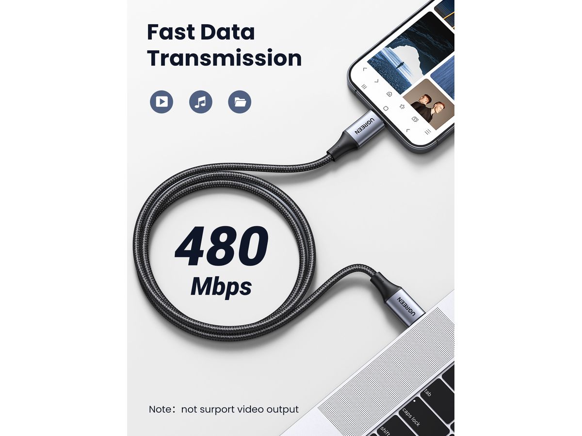 UGREEN Cable USB-C-to-USB-C, PD 3.1 90440 Charging&Data (240W), 2m (6957303894406)