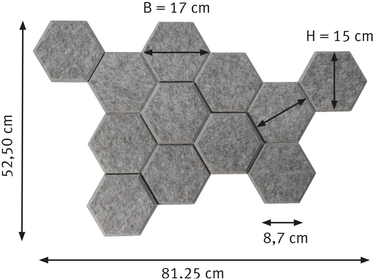 APOLLO Nid d'abeille acousti. 17x15cm VAWB15/5 gris 12 pcs. (4032062195154)