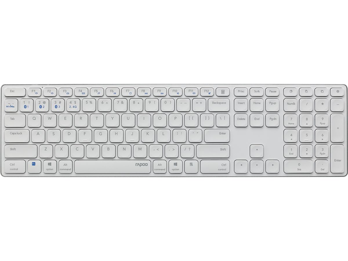 RAPOO E9800M ultraslim keyboard 11491 wireless, White (6940056114914)