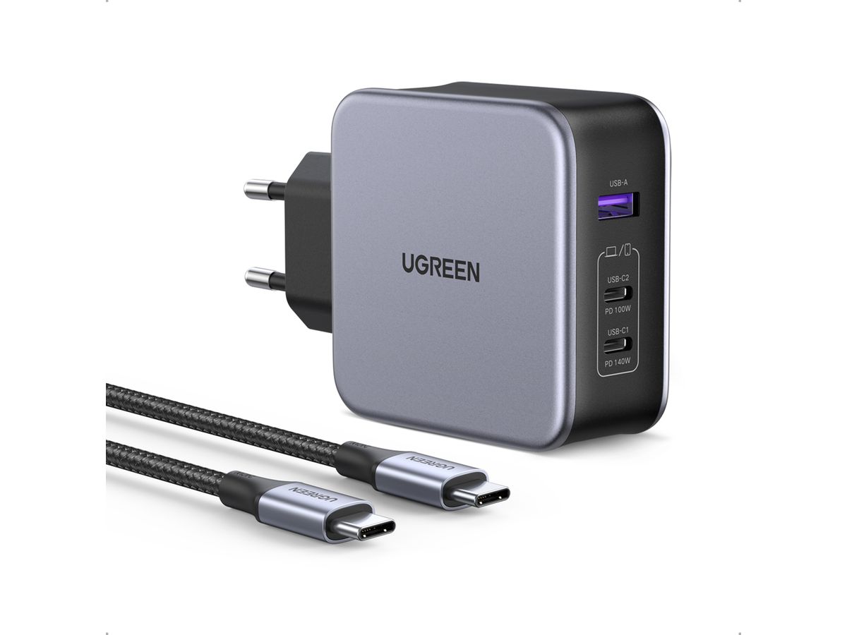 UGREEN USB Wallcharger Nexode 140W 90549 Bundle,GaN,USB-A+C,1.5m Cable (6957303895496)
