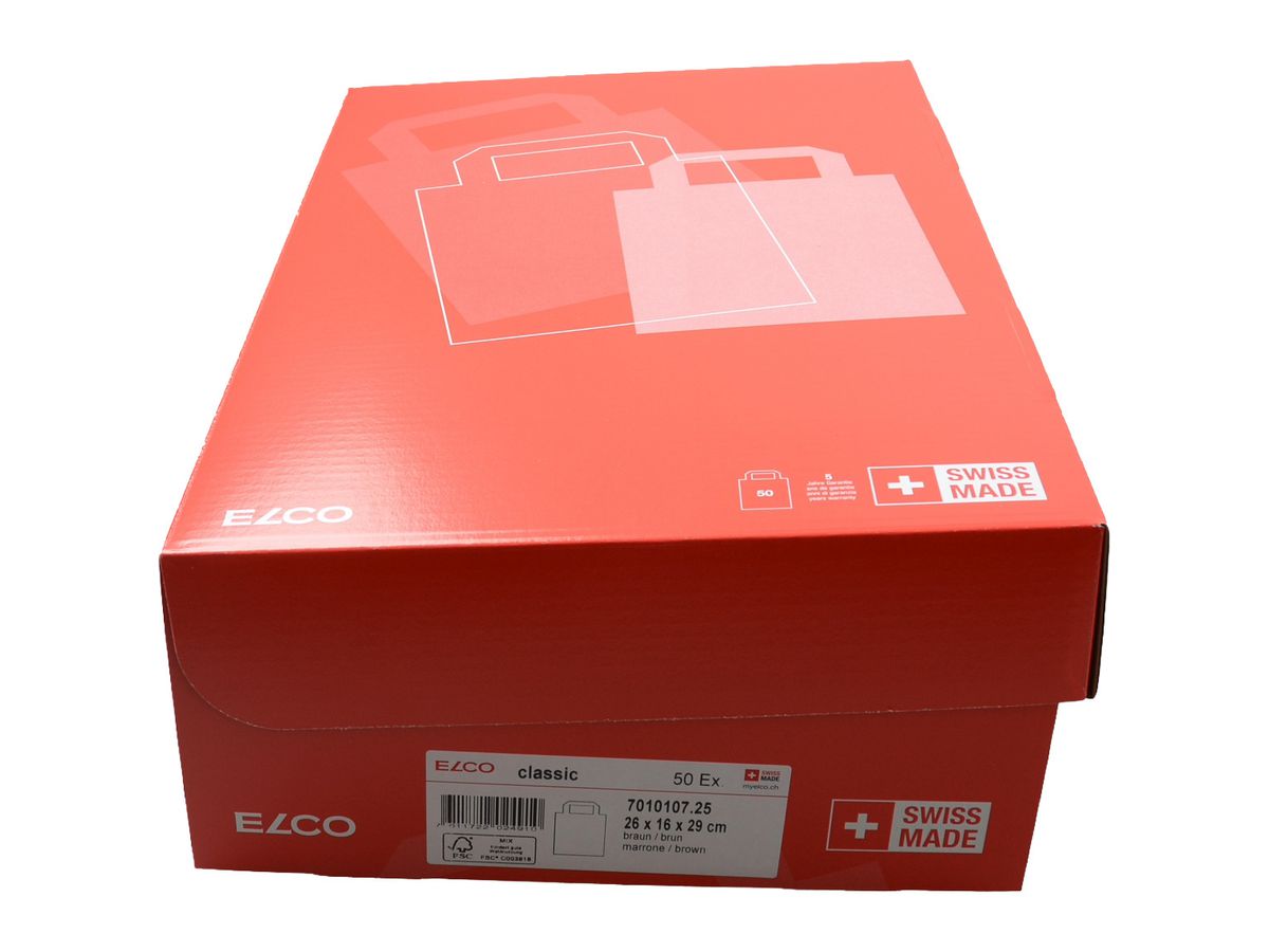 ELCO Tragetasche 26x16x29cm 7010107.25 mit Henkel, braun 50 Stück (7611722024910)