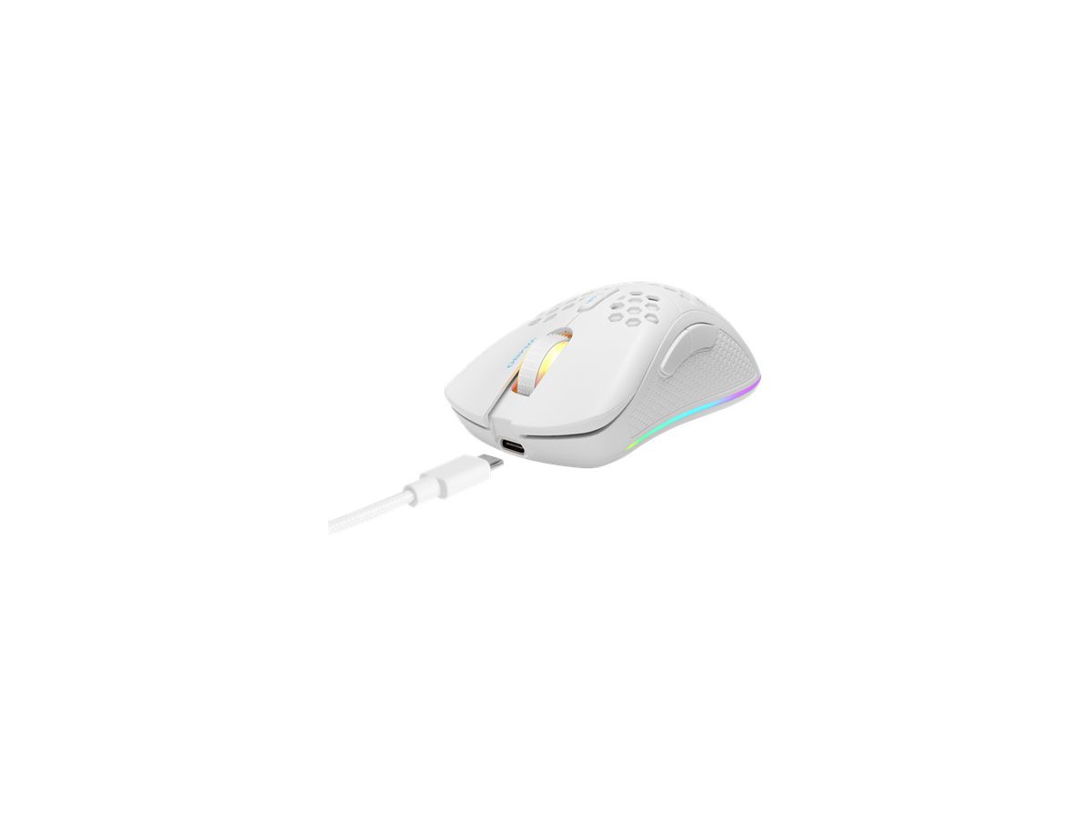 DELTACO Lightweight Gaming Mouse,RGB GAM-120-W Wireless, White, WM80 (7333048050618)