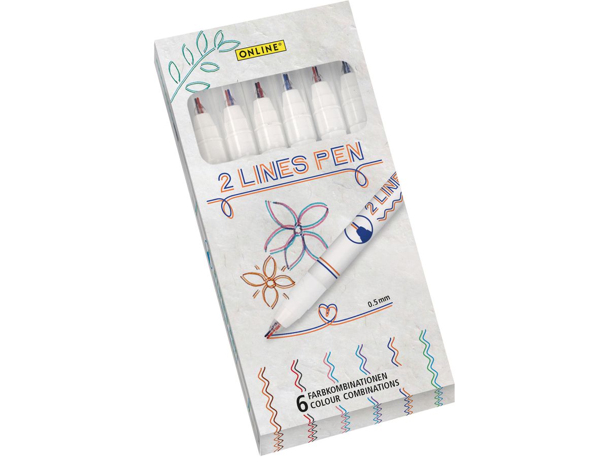 ONLINE 2 Lines Pens 18617 6x2 couleurs (4014421186171)
