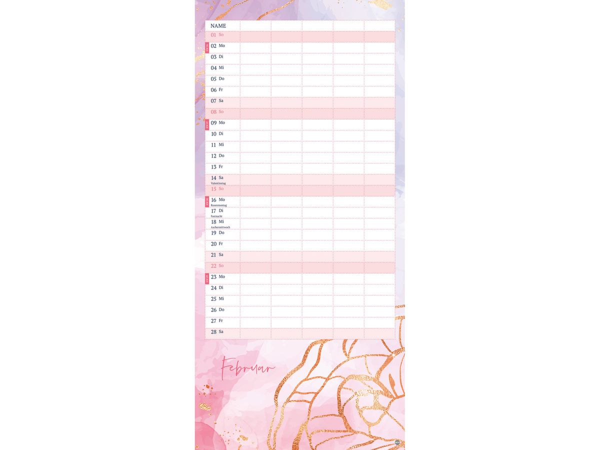 HEYE Familienplaner Watercolor 2026 23447+26 1M/1S DE 5 Spalten 21x45cm (9783756412013)