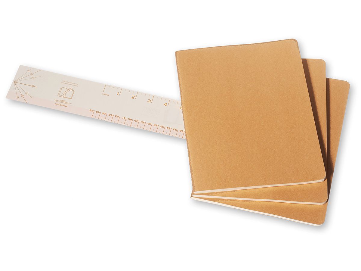 MOLESKINE Notizheft Cahier XL 25x19cm 705045 liniert, natur 3 Stück (9788883705045)
